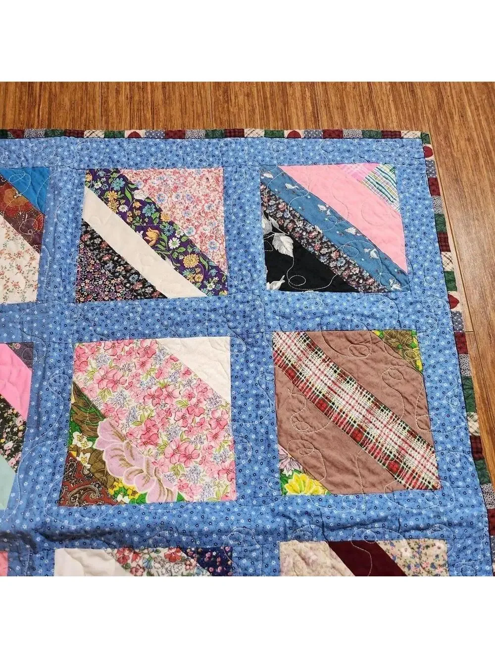 Gorgeous Handmade Jelly Roll Fun and Bright Quilt 38 x 38 Inch